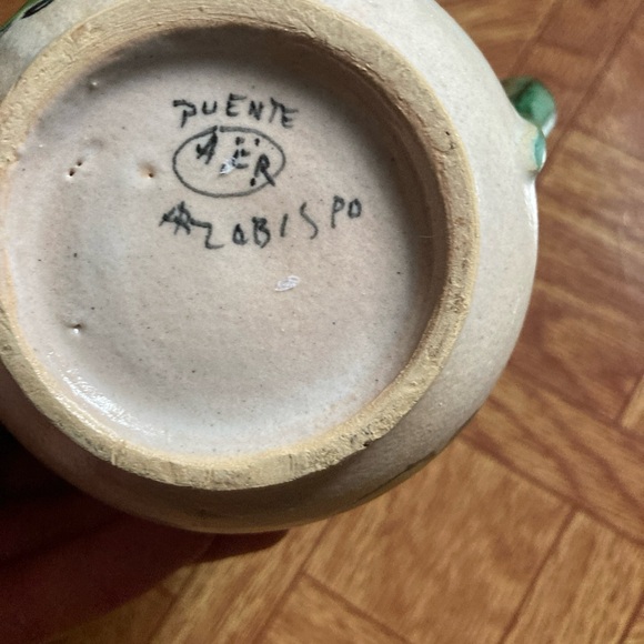 VTG Puente Arzobispo ACB SIGNED Pitcher 
Teacups Pears Jar Ceramic Pottery Set - Picture 8 of 12